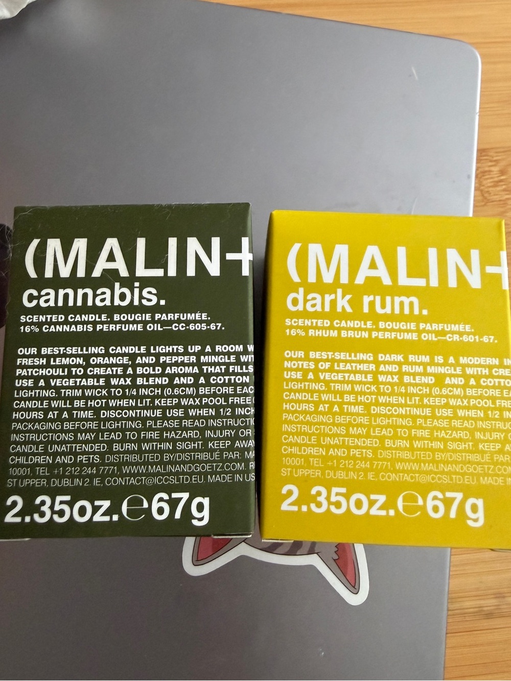 MALIN+GOETZ Cannabis & Dark Rum Scented Candle Duo - Green & Yellow